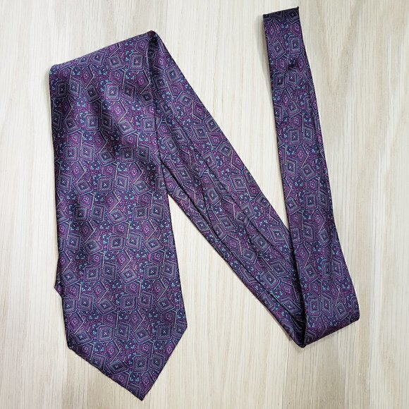 unknown Other - Purple Geometric Silk Tie